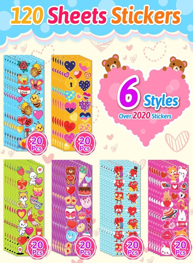 Benresive 2020 Pcs Valentine's Day Stickers for Kids Classroom - 120 Sheet Cute Water Bottle Stickers, Valentines Party Favors Bulk, Gifts for Kids Classroom Pack - Image 5